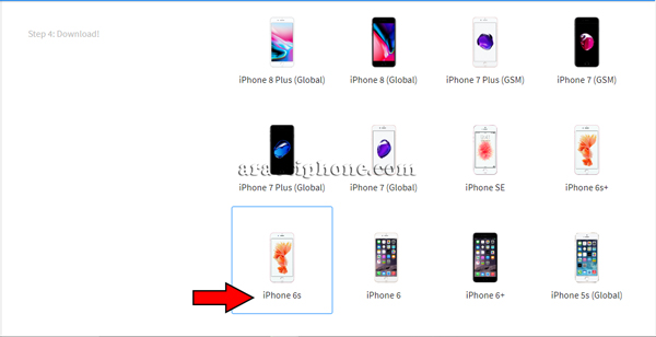 اختر نوع الايفون الخاص بك مثلا: iPhone 6s