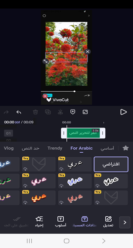 اضافة نص في برنامج تصميم فيديو فيفا كات